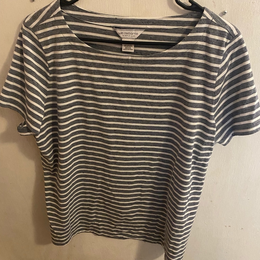 Liz Claiborne simple stripe top with white and green strips - never worn